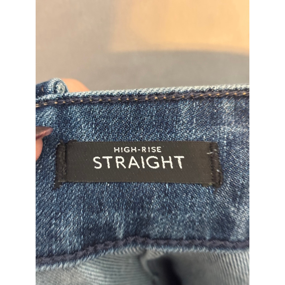 White House Black Market High Rise Straight Jeans Size 8 Gold Military Button - Picture 11 of 16